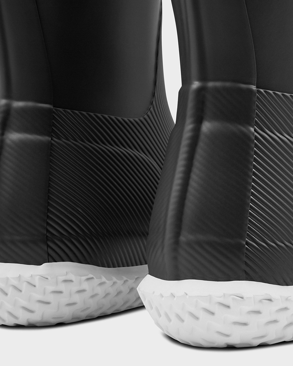 Krótkie Gumowce Damskie - Hunter Original Flat Heel Calendar Sole - Czarne/Czerwone - GNQM-42957